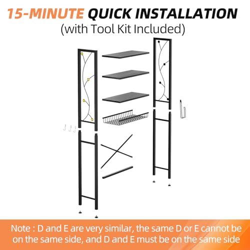 Over-The-Toilet Storage Rack, 4-Tier Bathroom Organizer Shelf Over Toilet with Adjustable Shelf and Basket, Freestanding Space Saver Bathroom Shelves Above Toilet for Room (Oak Gray) - color: Oak Gray
