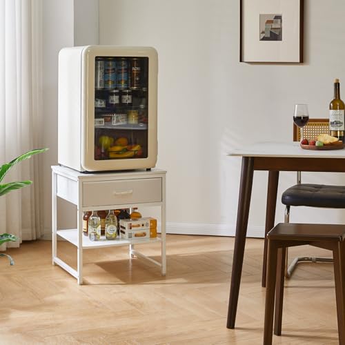 Aibiju Living Room Large Side Table, End Table with Drawers, Refrigerator Stand Printer Table with Adjustable Shelves, Office Square Coffee Table White YD-TM156W - color: White, style: With Drawers
