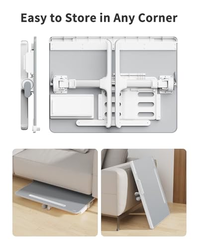 Laptop tray, SAIJI 60*45cm Table lap for bed, Multi-purpose Premium Lapdesk, Height Angle adjustable, with Book Stand, Drawer, Tablet slot, for Eating, Working, Writing, Gaming, Drawing (Light Grey) - color: Dark Gray