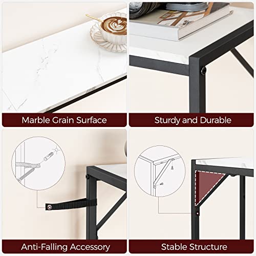 MAHANCRIS Console Table, Narrow Sofa Table Behind Couch, 43.7” Entrance Table with Power Station, Simple Style, for Living Room, Hallway, Entryway, Foyer, Marble and Black CTHM112E01 - color: Marble, Black