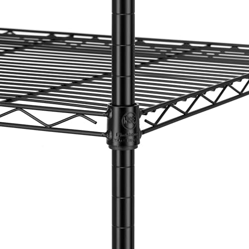 Finnhomy Heavy Duty 7 Tier Wire Shelving, 18x18x72 inches 7 Shelves Storage Rack with Thicken Steel Tube, Pantry Shelves for Storage, Adjustable Metal Shelving Unit, NSF Certified, Black - size: 72"H-Black