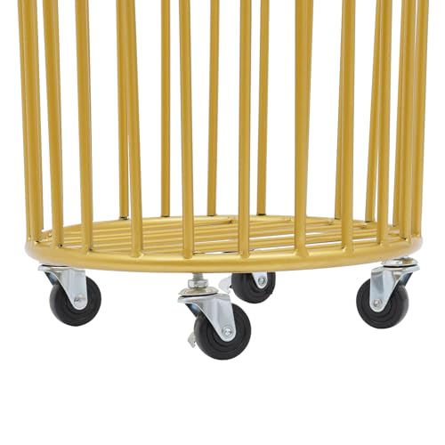 Wire Metal Rolling Laundry Basket on Wheels | Mesh Wire Laundry Basket Storage Cart for Bathroom Bedroom Dirty Clothes Storage,11.8in Base Diameter, 14.2(D)×15.7in(H) - size: C