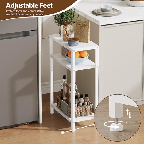 Heybly Small Narrow Side Table for Small Space, Thin Bedside TableHET006WT1 | Thin Bedside Table, Slim Sofa Table, 26.4" Tall Nightstand, Couch Table for Living Room, Bedroom, Balcony, White - color: White-adjustable Height