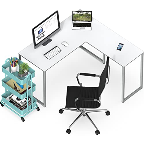 SHW Mission 48 x 48 Inches L-Shape Home Office Computer Desk, White - color: White, size: 48-Inch L-Shaped
