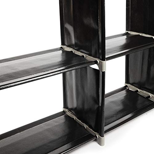 9 Cube Stackable Portable Modular Bookshelf,Non-Woven Fabric Storage Bookcase,Modular Closet Cabinet Bookcase,DIY Cube Storage Organizer Rack,with Feet,for Living Room Bedroom Office Entryway (Black)