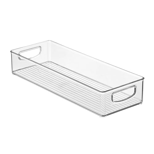 iDesign Slim Extra Long Clear Storage Bin | Narrow, Stackable, Kitchen or Pantry Organizer - size: 16 x 6 x 3, style: Pack of 1