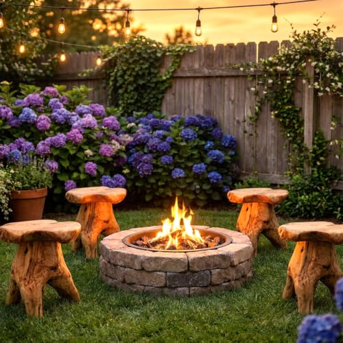 WELLAND Natural Cedar Stump Stool, Live Edge Mushroom Side Table, 14" H | Handcrafted from solid cedar with a live edge top and natural tree stump base