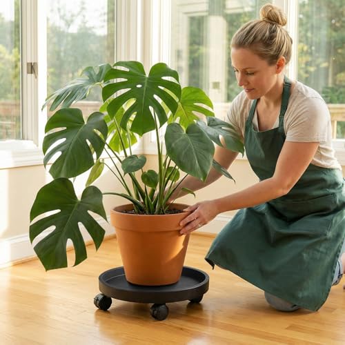 2 Pack Plant Caddy with Wheels, 12.6 inch Rolling Plant Stands | Round Wheeled Coaster Plant Stand Dolly 360° Wheels for Outdoor Indoor Heavy Planter, Plant Cart Load Capacity 180 lbs
