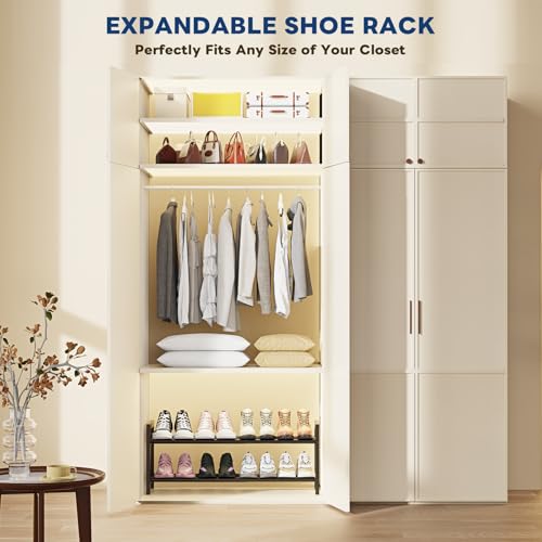 Mavivegue Expandable Shoe Rack, 2-Tier Adjustable Shoe Organizer, Shoe Shelf for Closet, Entryway, Front Door - size: 2 Tier,19-33"