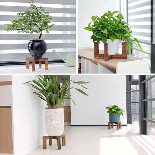 Vigordream Plant Stand, Indoor/Outdoor Wood Plant Holder, Flower Pot Stand | Sturdy Planter Stands, Mid Century Modern Single Plant Riser, Wooden Floor Flower Stand