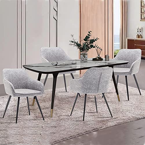 annjoe Faux Suede Accent Chair Arm Chairs Living Room Chairs Leisure Chair Upholstered Chair with Metal Legs Set of 2 for Home Kitchen Office Bistro Cafe - color: Light Gray