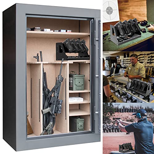 UNITEDPOWER Metal Pistol Rack, Handgun Holder for Gun Cabinet Storage, Revolvers Safe Organizer, 4 Gun Stand Fit Most Pistols, Black