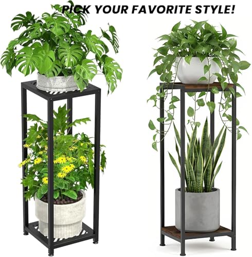 TOSKING Tall Plant Stand Indoor – 2-Tier Modern Metal Shelf, 30" Height & 200 LBS Capacity, Heavy Duty for Living Room, Balcony, Garden (Black) - color: Black-2-tier 30''