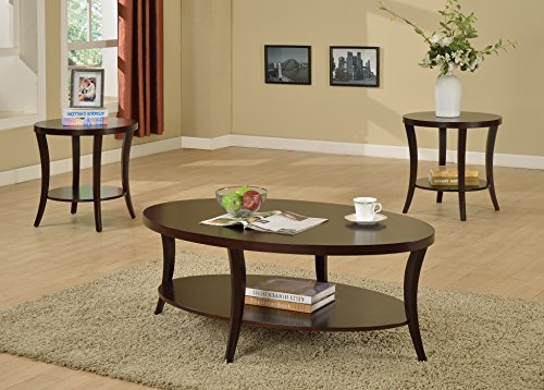 Roundhill Furniture Perth Contemporary Round End Table with Shelf, Espresso - color: Espresso