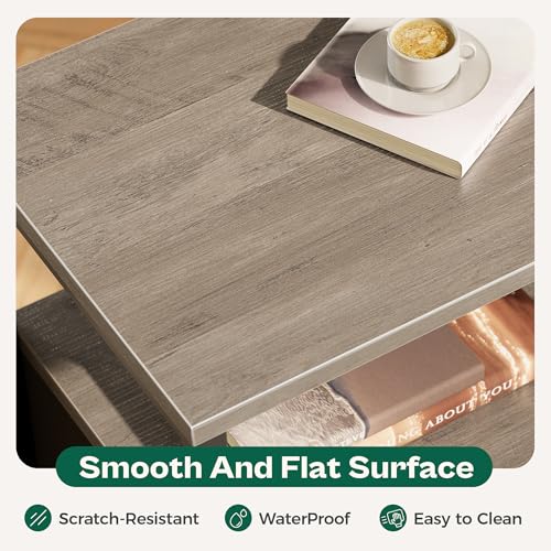 Huuger Nightstand Set of 2, Night Stand with Fabric Drawer, Mesh Shelf, Side Table with Storage, Fabric Drawer Dresser, Open Shelf, Metal Frame, Bedroom, Oak - color: Oak