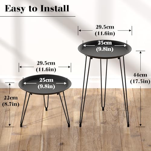 SUEH DESIGN Plant Stand Indoor, Metal Plant Stand Round Plant Table Heavy Duty Plant Stool Flower Pots for Indoor Outdoor Home Decor, 2 Pack Short & Tall