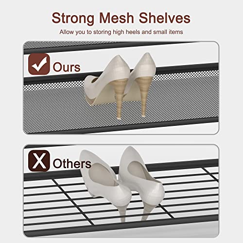 CHEMPFR Shoe Rack Organizer - Sturdy Steel Shoe Organizer for Closet Entryway with Spacious Top and Strong Mesh Shelves Industrial Style Standing Storage Shelves (3-Tier 11.8"x20.4"x25.2") - size: 3-Tier
