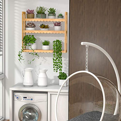 Domax Bathroom Wall Shelf - Over Toilet 3 Tier Storage Rack Adjustable Layer Multifunctional Utility Wall Mounted Towel Shelves Living Room Kitchen (Bamboo-Pack of 2) - color: Bamboo-pack of 2