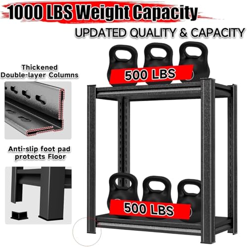 72"H/60"H: Father & I 5-tier storage rack, metal + wood, suitable for garage/kitchen/pantry, steel multi-functional support, adjustable, heavy-duty garage rack, black. (15.68*15.68*11.68) - size: 15.68 in * 15.68 in * 11.68 in Wood-5T