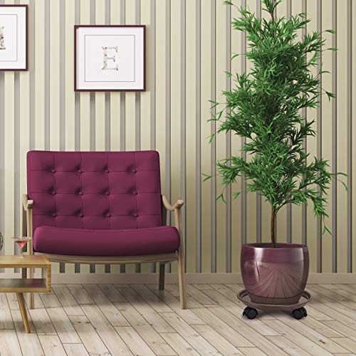 Fasmov 3 Pcs Plant Pallet Caddy Plant Stand Round Flower Pot Mover, Plant Pot Pallet Dolly Caster with Universal Wheels (Brown) - color: Brown