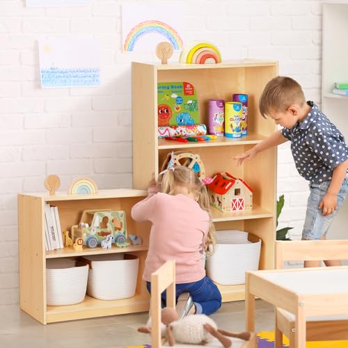 OOOK Montessori Shelf and Toy Storage, Compact Toddler Bookshelf for Small Space, Wooden Storage Cabinet Shelves and Kids Bookcase for Classroom, Kindergarten, Kids Room, Playroom. - size: Compact Toddler Bookshelf
