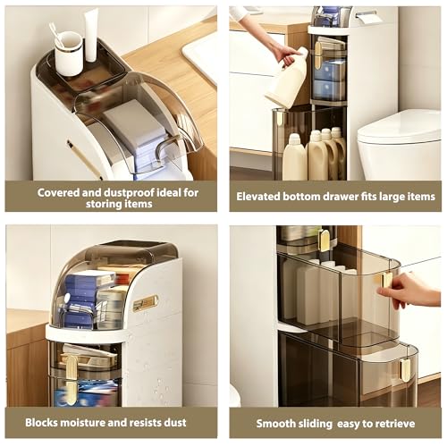 BGYMF 4-Tier Slim Bathroom Storage Cabinet,Slim Cabinet for Bathroom,Narrow Movable Bathroom Storage Organizer for Small Spaces,Bathroom,Kitchen,Living Room - size: Slim 4 Tiers