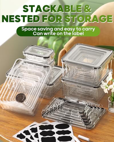 KEMETHY 60 PCS Food Storage Containers with Lids, Plastic Food Containers | BPA-Free, Leak Proof, Reusable, Microwave/Dishwasher Safe Meal Prep Containers with Labels & Pen, 30 Containers & 30 Lids - color: 60 PCS