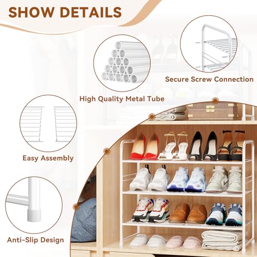 Simple Shoe Rack, 3 Tier Heavy Duty Metal Shoe Shelf 27 Inch Wide, White - color: White, size: 3 Tier