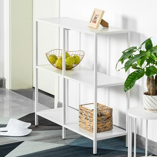 HDANI 31.5 Inch Metal Console Table with 3 Tier Strage Shelves,Narrow Entryway Table,Modern Sofa Tables for Entryway, Living Room,Bedroom,White - color: White, size: 31.5×9.84×29.53in