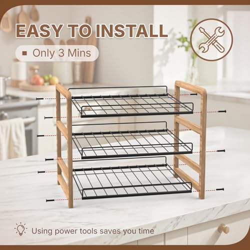 DGWJSU Can Organizer for Pantry 3-Tier, Can Storage Organizer Pantry, Soda Can Organizer, Holds up to 36 Cans Holders for Pantry, Cabinet, Countertop, Carbonized Brown - size: 3 Tiers