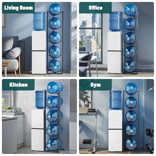 MYLOLF 5 Gallon Water Jug Stand Holder: 5 Tier Blue Steel Rack, 14.5 x 53 x 14 Inches, Holds Up to 5 Jugs, 22 Pounds Each, Space-Saving Design, Indoor Use, Office, Kitchen, Gym, Living Room - size: 5 Tier