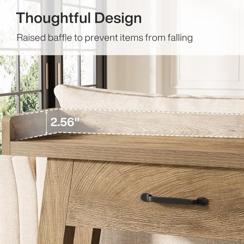 Tribesigns 70.9-Inch Sofa Console Table with 3 Drawers, 2-Tier Extra Long Farmhouse Entryway Table with Raised Baffle and Storage Shelves for Living Room, Couch, Hallway, Foyer, Entrance, Rustic Brown