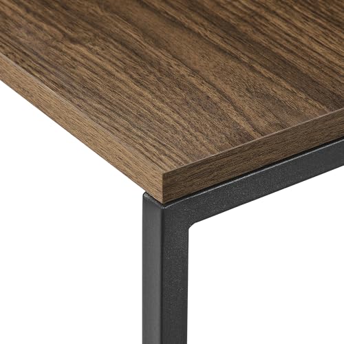 C-Shaped Couch Table, Walnut Finish | Movable Side End Table, Sturdy Metal Frame, Narrow Laptop Stand Desk & TV Tray, For Living Room - color: Walnut