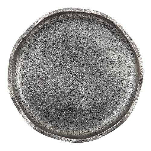 Kate and Laurel Alessia Modern Decorative Metal Drink Table; 8 x 8 x 22; Silver; Stunning Cast Aluminum Pedestal Plant Stand with Rough Texture and Deckled Edge - color: Silver