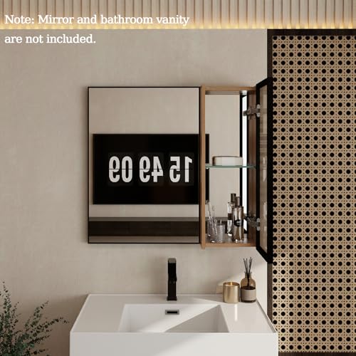 10" Bathroom Wall Mirror Cabinet with Acrylic Door – Bathroom Wall Mounted Cabinet with Adjustable Glass Shelf, Reversible Door (Left or Right), Space-Saving Storage for Toiletries & Cosmetics - size: 10"-H