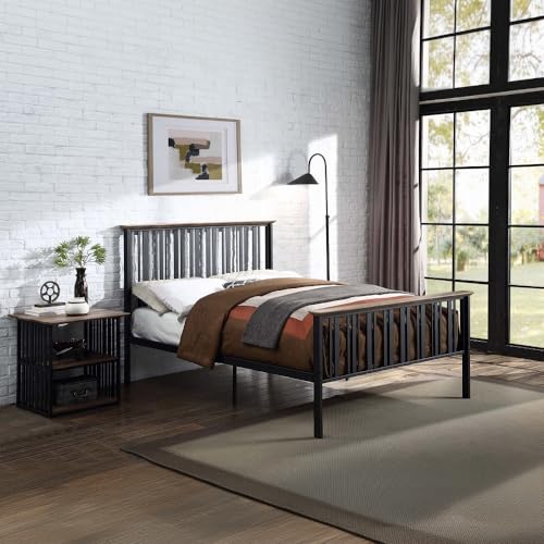 Modern Night Stand with Open Shelves, Bedside Table Easy Assembly, Versatile Use for Bedroom Living Room, Easy Clean Metal Frame Furniture,A-1