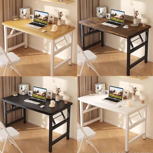 39.4 Inch Folding Table,Square Folding Desks for Small Space,Small Foldable Desk No Assembly,Black. - color: Frame:black/Board:black, size: 39.4" x 19.7"