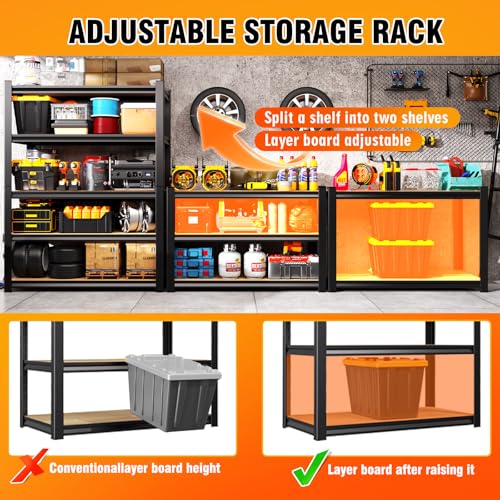 3T Storage Shelves, Garage Shelving,Adjustable Heavy Duty Shelving Unit,Garage Shelves,Wood Metal Standing Shelf Units,Utility Rack for Kitchen 33.5''H*35.4'W*15.7''D