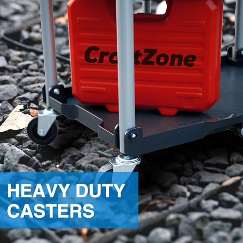 Folding Service Cart,Rolling Utility Cart,330 LBS Collapsible Service Cart,3 Shelf Heavy Duty Foldable Tool Cart