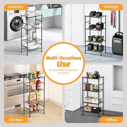 Abiglifty Storage Shelves, 4-Tier Wire Shelving, Metal Shelving with Adjustable Leveling Feet, Garage Storage for Bathroom, Closet, Kitchen - size: 4 Tier