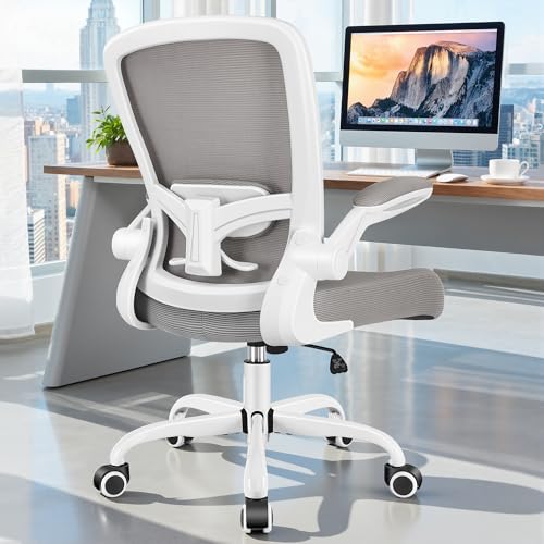 FelixKing Office Chair, Ergonomic Desk Chair Breathable Mesh Chairs Adjustable High Back Lumbar Support Flip-up Armrests, Executive Rolling Swivel Comfy Computer Chairs Home Office Gray - color: Grey