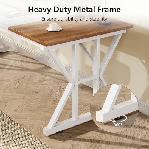 TVU Computer Desk, 63 inch Large Office Desk, Study Writing Table with Thicken Frame, Gaming Desk, Modern Simple Desk for Home Office, Brown/White - color: Brown+white, size: 63inch