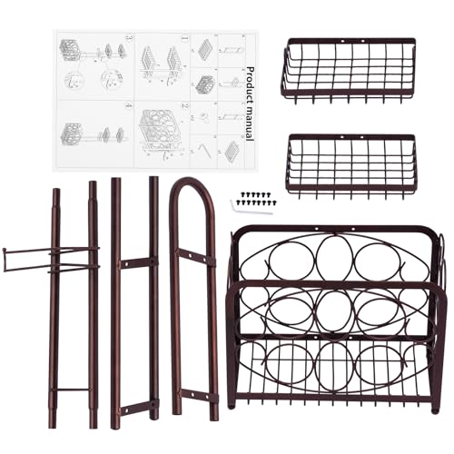 Oasis Creations Toilet Paper Holder Tissue Rack Stand with Magazine Toilet Roll Storage Basket- Freestanding, Bronze Metal - color: Bronze