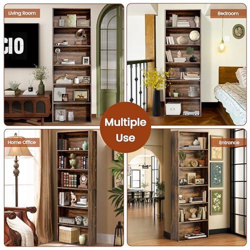 GRUSIGN 71" Tall 6-Tier Bookshelf, Large Open Display Bookcase with Ample Storage, Floor Standing Book Shelf for Living Room, Home Office, Bed Room, Brown - color: Brown
