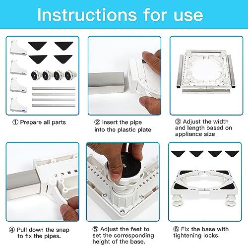 Nefish Mini Fridge Stand Adjustable Refrigerator Stand with 4 Strong Feet Universal Appliance Stand Base Heavy Duty Washer and Dryer Stand Laundry Pedestal Multi-Functional Base (White) - style: White-4 Feet