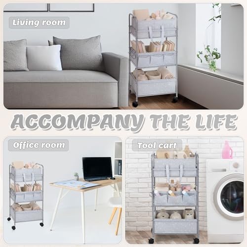 Yookeer 2in1 Baby Diaper Caddy Organizer Cart 3 Tier Large Capacity Metal Utility Bedside Rolling Cart with Divider Newborn Registry Gift Nursery Essential Must Have Bedroom Baby Shower(Gray,Star) - color: Gray, style: Star