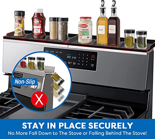 Hydream Stove Top for Silicone Shelf,30 Inch Magnetic Shelf Over the Stove Spice Rack,Kitchen Organizer Magnet Above Stovetop Back of Flat Storage Suctioned-Black - color: Black