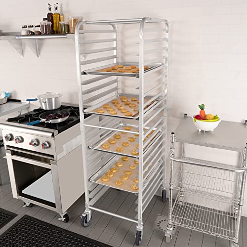 HARDURA 20 Tier Bun Pan Rack, Bakery Rack with Casters, NSF Home Commercial Kitchen, Aluminum Storage Cooling Sheet Pan Rack,20"x26"x69"H - size: 20 tier