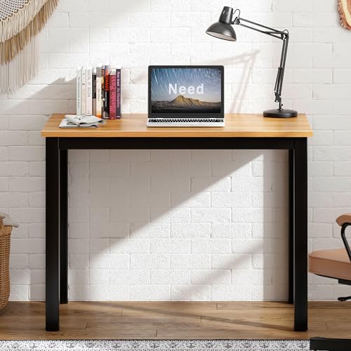 Need Small Computer Desk 31-1/2" Sturdy and Heavy Duty Writing Desk for Small Spaces and Small Desk Study Table Laptop Desk- AC3BB-80-40 - color: Teak & Black Frame, size: 31inch