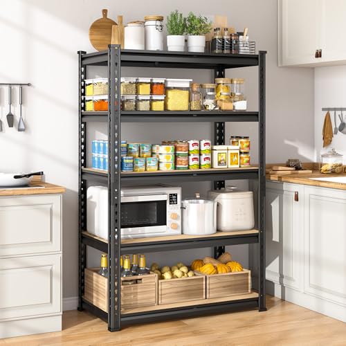 DurayLoly 5-Tier Storage Shelves,1980LBS Heavy Duty Metal Shelving Unit,Adjustable Pantry Shelves Storage Rack for Kitchen Closet Laundry Living Room,59.8" H x 27.55" W x 11.81" D - size: 59.8" H x 27.55"W x 11.81" D